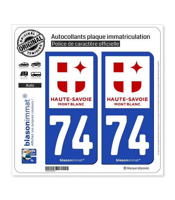 Stickers 74 haute savoie pour plaque d'immatriculation autocollant 74 haute  savoie region rhone alpes adhesif pour plaque departement 74 haute savoie  region rhone alpes