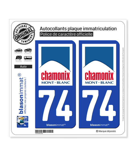 74 Chamonix-Mont-Blanc - Commune | Autocollant plaque immatriculation