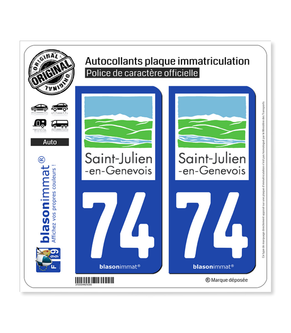 74 Saint-Julien-en-Genevois - Tourisme | Autocollant plaque immatriculation
