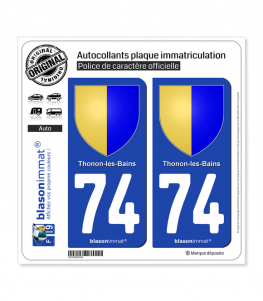 74 Thonon-les-Bains - Armoiries | Autocollant plaque immatriculation