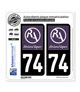74 Rhône-Alpes - LogoType II | Autocollant plaque immatriculation