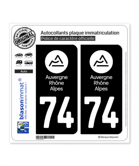 Département Autocollant Autocollants Immatriculation Département 42 Loire - Logo Région Auvergne-Rhône-Alpes - Lot De 2 Autocollants Auto Officiels