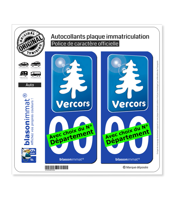 Vercors - Tourisme Bleu | Autocollant plaque immatriculation