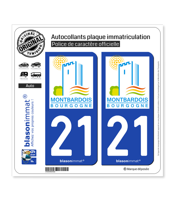 21 Montbard - Tourisme | Autocollant plaque immatriculation