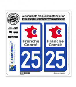 25 Franche-Comté - LogoType | Autocollant plaque immatriculation