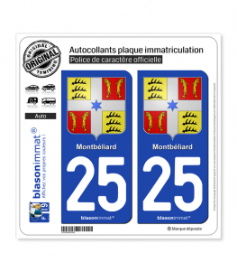 25 Montbéliard - Armoiries | Autocollant plaque immatriculation