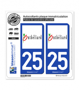 25 Montbéliard - Ville | Autocollant plaque immatriculation