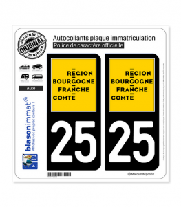 25 Bourgogne-Franche-Comté - LogoType | Autocollant plaque immatriculation