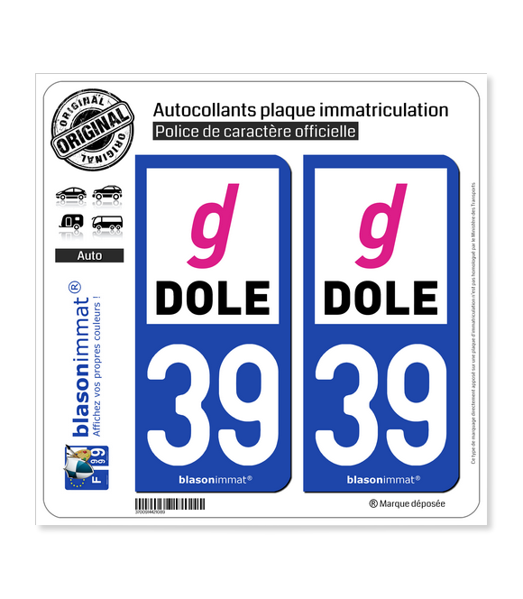 39 Dole - Agglo | Autocollant plaque immatriculation