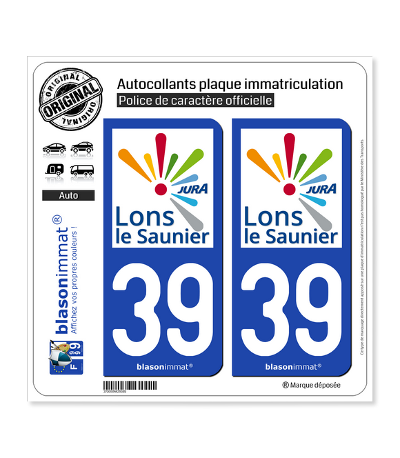 39 Lons-le-Saunier - Agglo | Autocollant plaque immatriculation