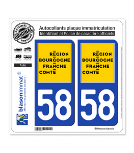 58 Bourgogne-Franche-Comté - LogoType | Autocollant plaque immatriculation