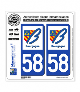 58 Bourgogne - LogoType | Autocollant plaque immatriculation