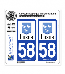 58 Cosne-sur-Loire - Ville | Autocollant plaque immatriculation