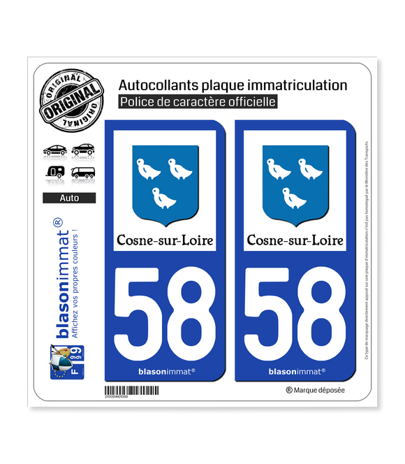 58 Cosne-sur-Loire - Tourisme | Autocollant plaque immatriculation