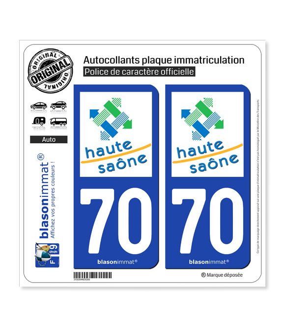 70 Haute-Saône - Département | Autocollant plaque immatriculation