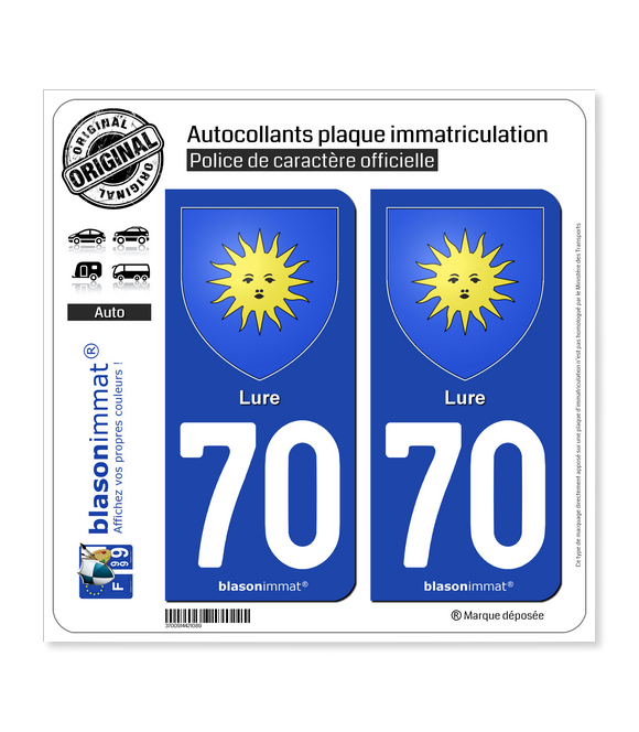 70 Lure - Armoiries | Autocollant plaque immatriculation