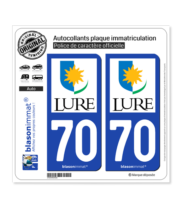 70 Lure - Ville | Autocollant plaque immatriculation