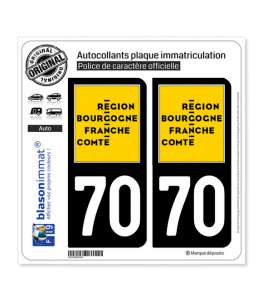 70 Bourgogne-Franche-Comté - LogoType | Autocollant plaque immatriculation