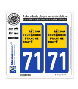 71 Bourgogne-Franche-Comté - LogoType | Autocollant plaque immatriculation