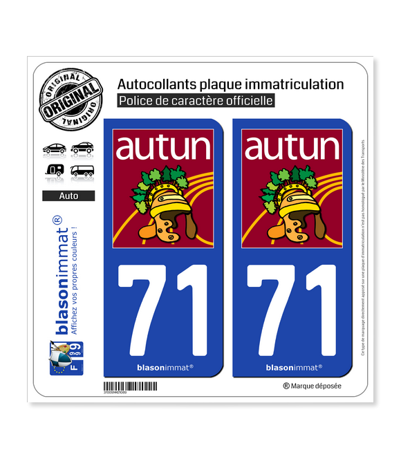 71 Autun - Tourisme | Autocollant plaque immatriculation