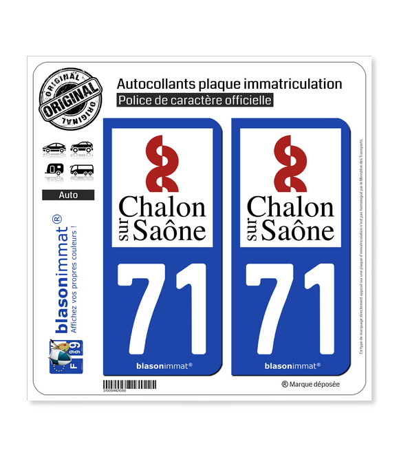 71 Chalon-sur-Saône - Ville | Autocollant plaque immatriculation