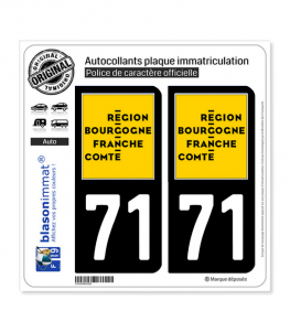 71 Bourgogne-Franche-Comté - LogoType | Autocollant plaque immatriculation