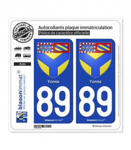 89 Yonne - Armoiries | Autocollant plaque immatriculation