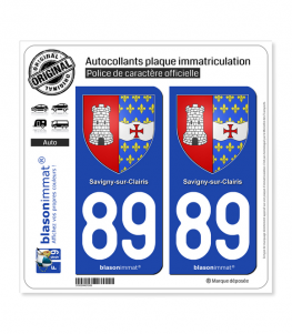 89 Savigny-sur-Clairis - Armoiries | Autocollant plaque immatriculation