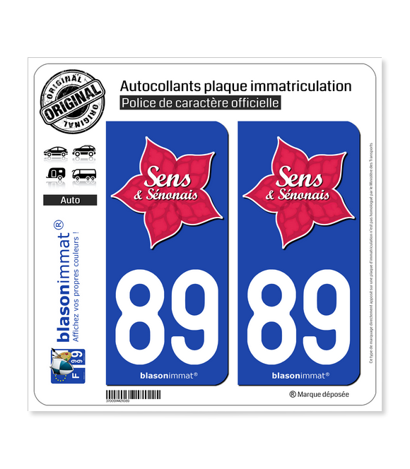 89 Sens - Tourisme | Autocollant plaque immatriculation