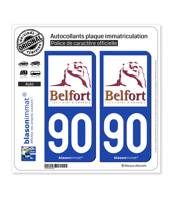 90 Territoire de Belfort - Tourisme | Autocollant plaque immatriculation