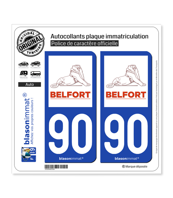 90 Belfort - Ville | Autocollant plaque immatriculation