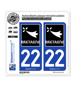 22 Bretagne - Région | Autocollant plaque immatriculation