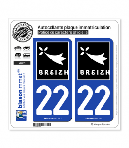 22 Breizh - Rannvro | Autocollant plaque immatriculation