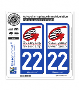 22 Guingamp - Ville | Autocollant plaque immatriculation