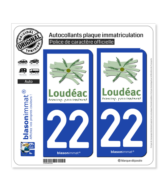 22 Loudéac - Ville | Autocollant plaque immatriculation
