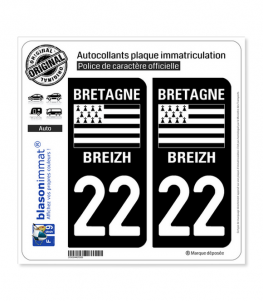 22 Bretagne - LogoType | Autocollant plaque immatriculation