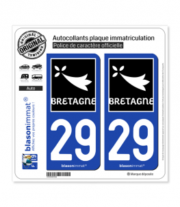 ⇒ Autocollant/Sticker Plaque Immatriculation Finistère 29