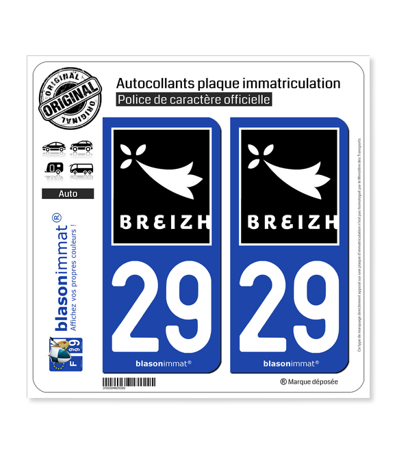 29 Breizh Rannvro | Autocollant plaque immatriculation