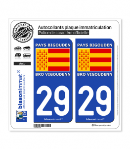 29 Pays Bigouden - Drapeau | Autocollant plaque immatriculation