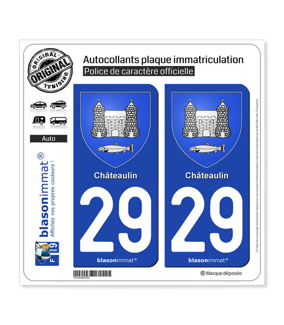 29 Châteaulin - Armoiries | Autocollant plaque immatriculation