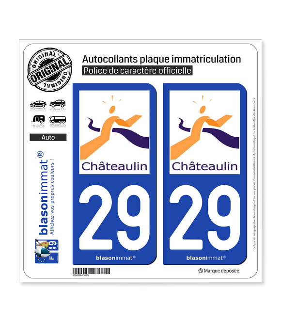 29 Châteaulin -Ville | Autocollant plaque immatriculation