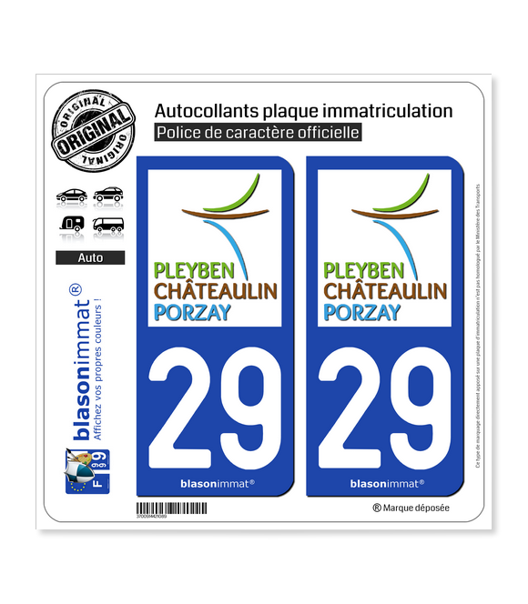 29 Châteaulin - Agglo | Autocollant plaque immatriculation