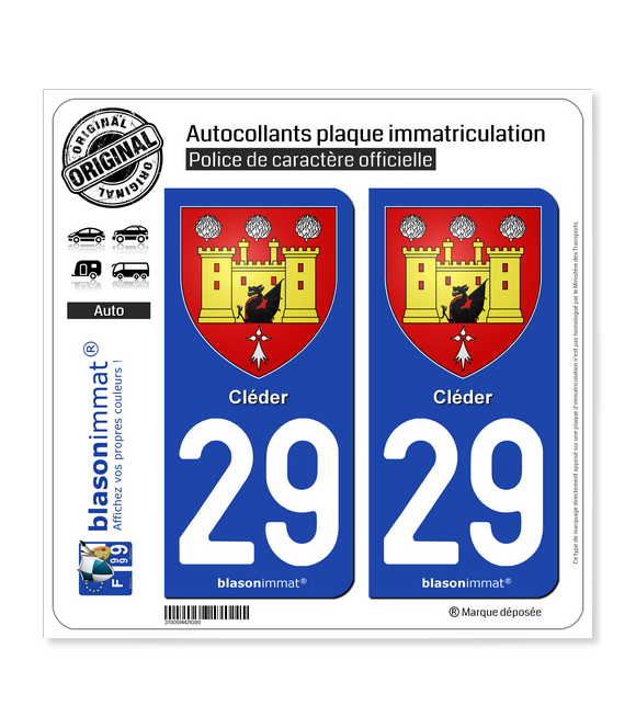 29 Cléder - Armoiries | Autocollant plaque immatriculation