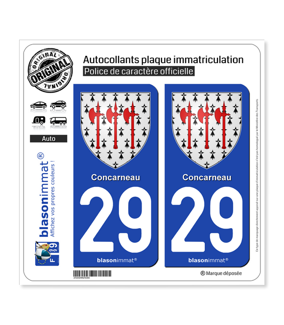 29 Concarneau - Armoiries | Autocollant plaque immatriculation