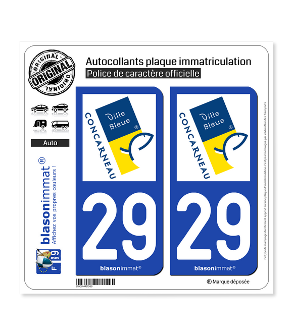29 Concarneau - Ville | Autocollant plaque immatriculation