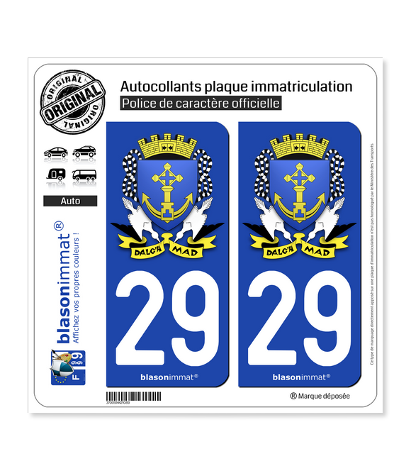 29 Douarnenez - Armoiries | Autocollant plaque immatriculation