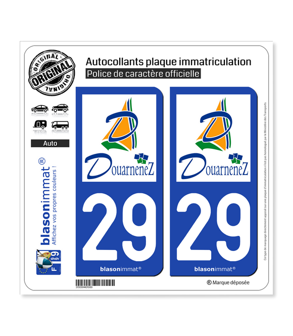 29 Douarnenez - Agglo | Autocollant plaque immatriculation