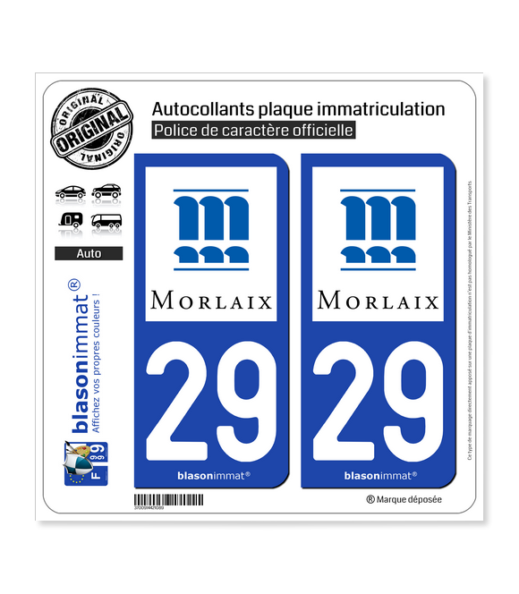 29 Morlaix - Ville | Autocollant plaque immatriculation