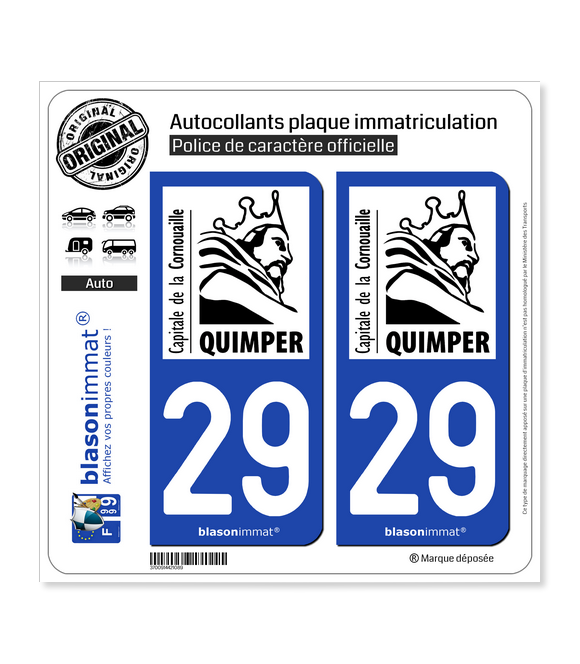 29 Quimper - Tourisme | Autocollant plaque immatriculation