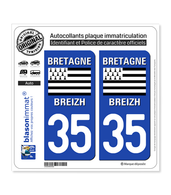 35 Bretagne - LogoType | Autocollant plaque immatriculation